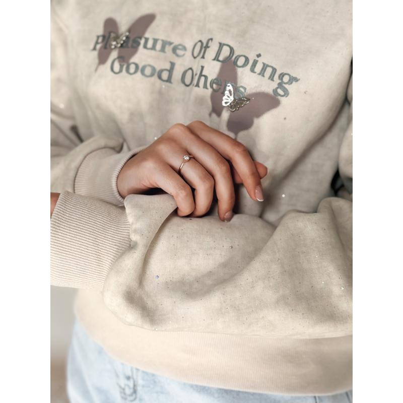 Női oversize pulóver batikolt pillangós nyomtatással SPARKI, szürke