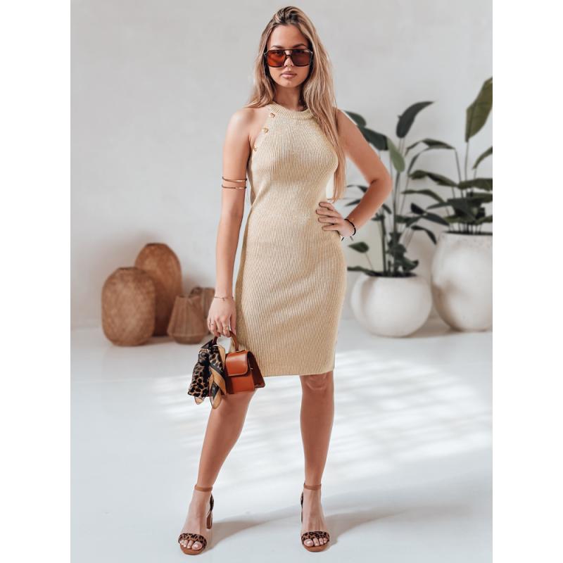 Pruhované midi šaty GLAMMID světle béžové