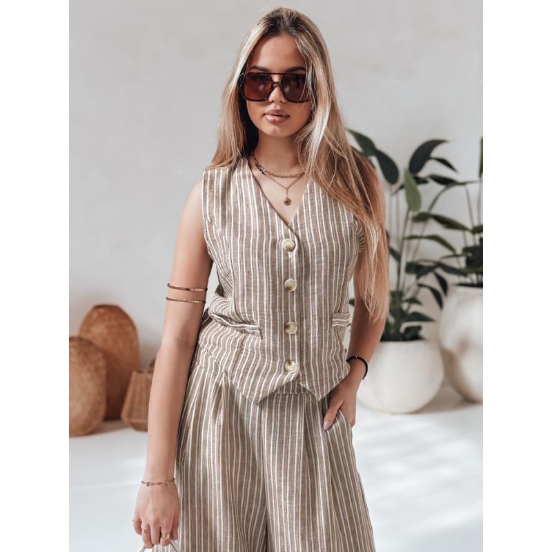 Dámská sako bez rukávů LINELIA hnědá