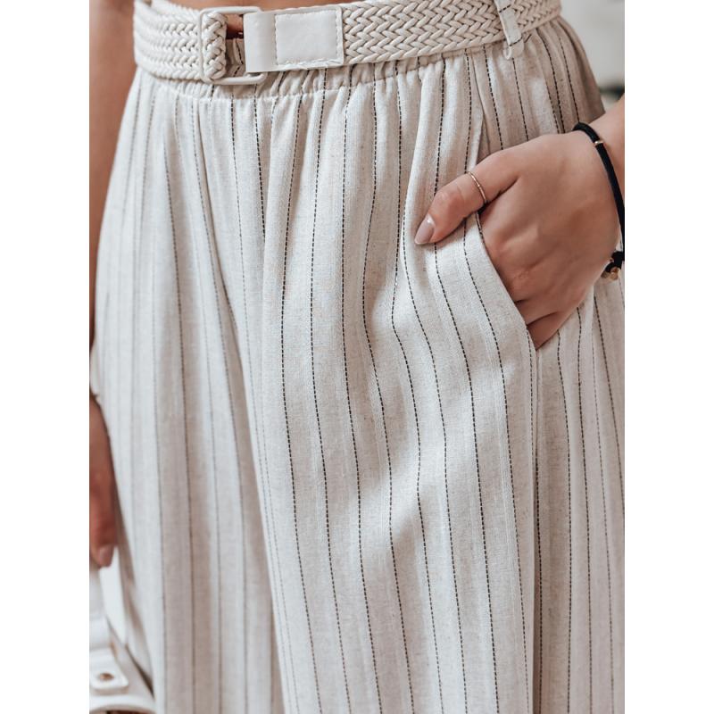 Női széles szárú nadrág övvel SUMMERLINE bézs színű