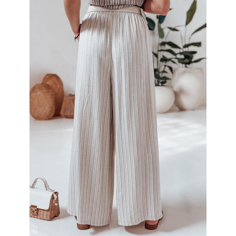 Női széles szárú nadrág övvel SUMMERLINE bézs színű