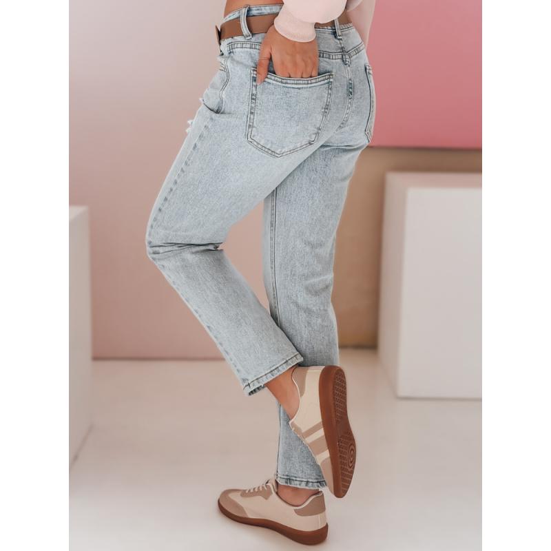 Dámské slim fit džíny kalhoty s páskem SLIMLEN modré