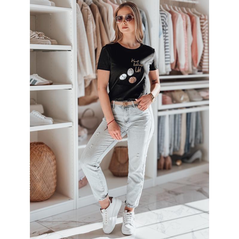 Női póló pudli hímzéssel LUMIFITU fekete