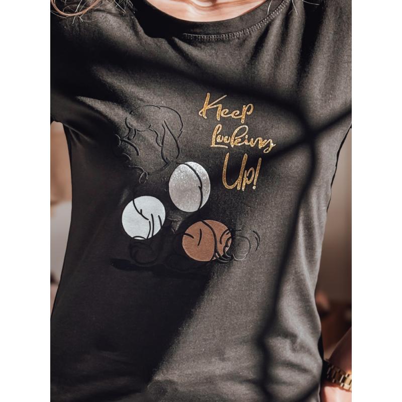 Női póló pudli hímzéssel LUMIFITU fekete