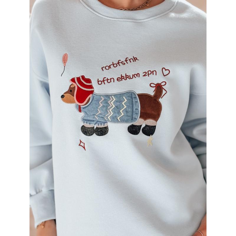 Női oversize pulóver DOGSWEETY hímzéssel, kék