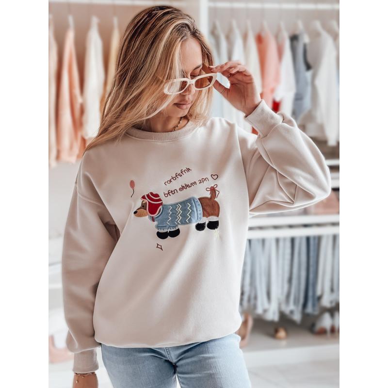 Dámská oversize mikina s výšivkou DOGSWEETY cappuccino