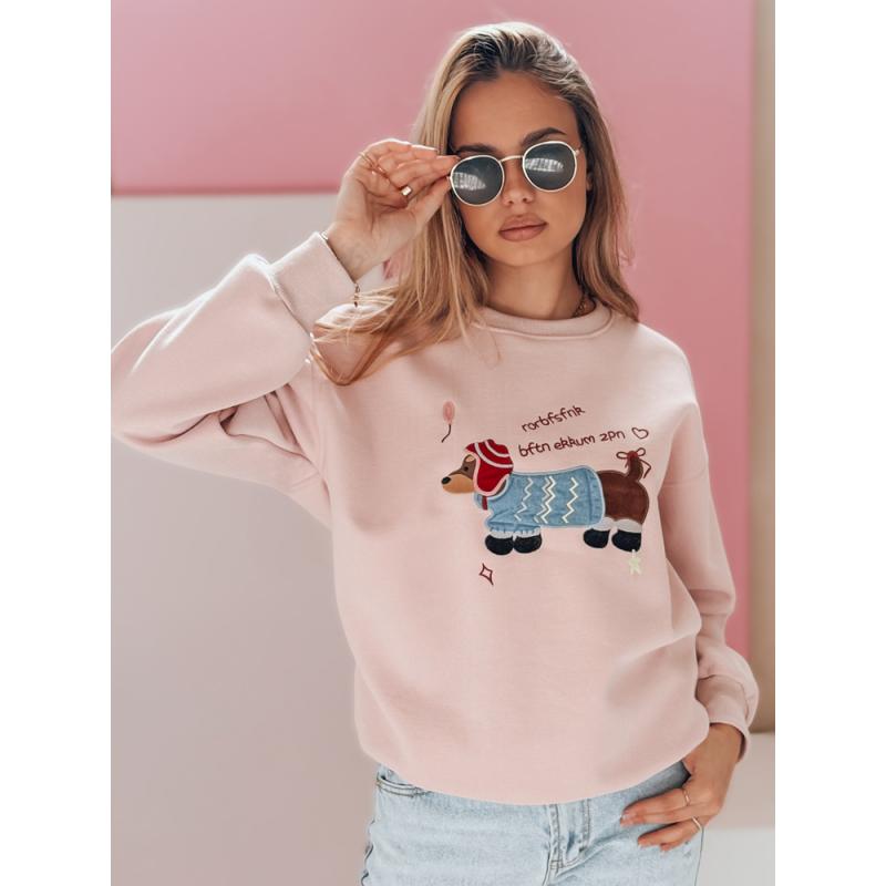 Dámská oversize mikina s výšivkou DOGSWEETY růžová