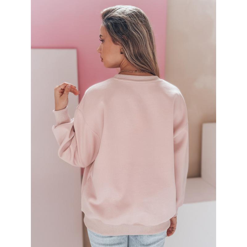 Női oversize pulóver DOGSWEETY hímzéssel, rózsaszín