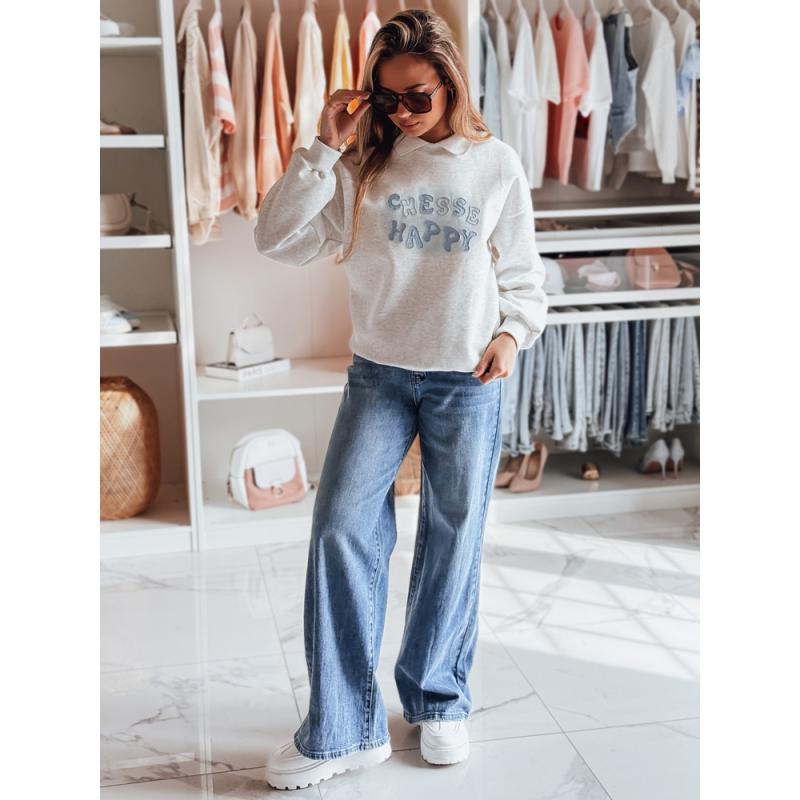 Női oversize pulóver HAPIRES szürke nyomtatással