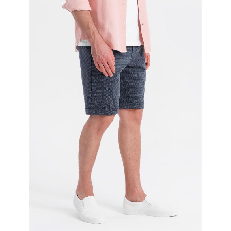 Pánské krátké šortky se strukturovaným elastickým pásem - tmavě modré V1 OM-SRCS-0177