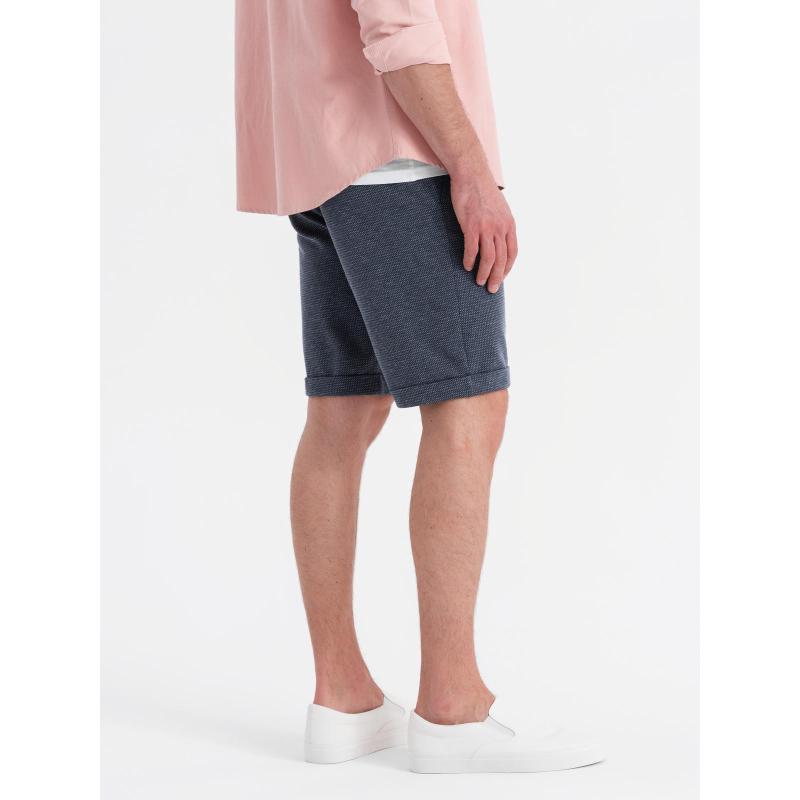 Pánské krátké šortky se strukturovaným elastickým pásem - tmavě modré V1 OM-SRCS-0177