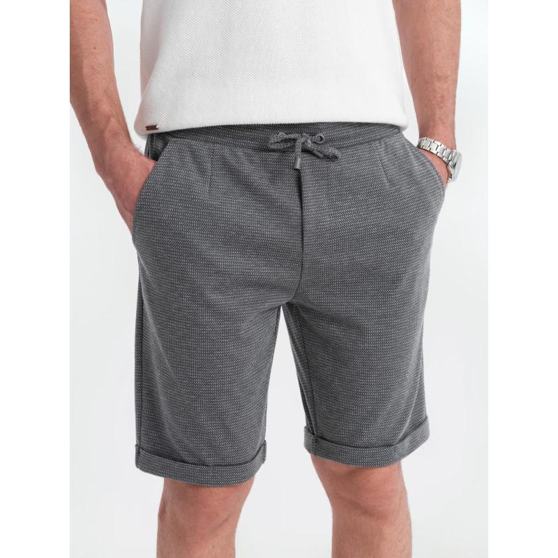Pánské krátké šortky se strukturovaným elastickým pásem - grafitové V3 OM-SRCS-0177