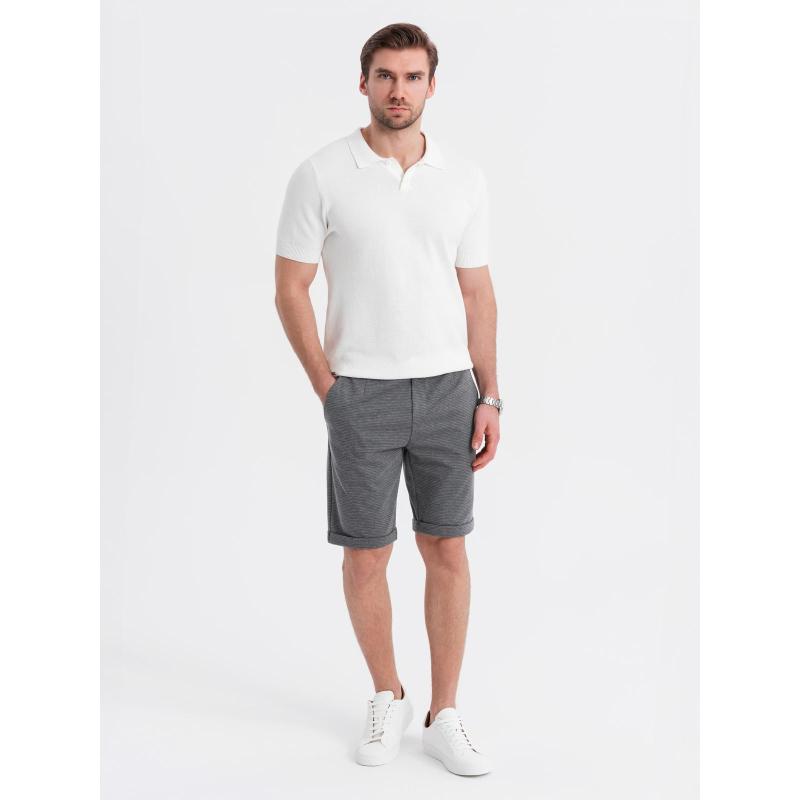 Pánské krátké šortky se strukturovaným elastickým pásem - grafitové V3 OM-SRCS-0177