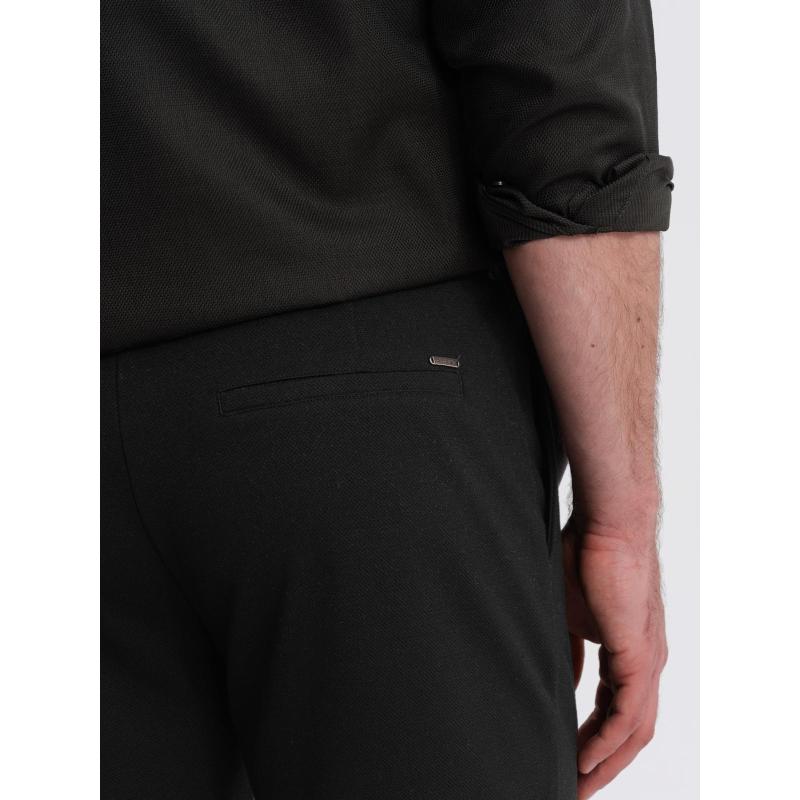 Pánské pletené šortky s ohrnutými nohavicemi - černé V2 OM-SRCS-0170