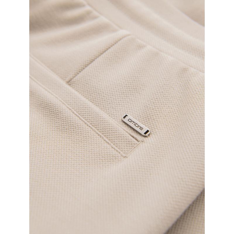 Pánské pletené šortky s ohrnutými nohavicemi - pískové V3 OM-SRCS-0170