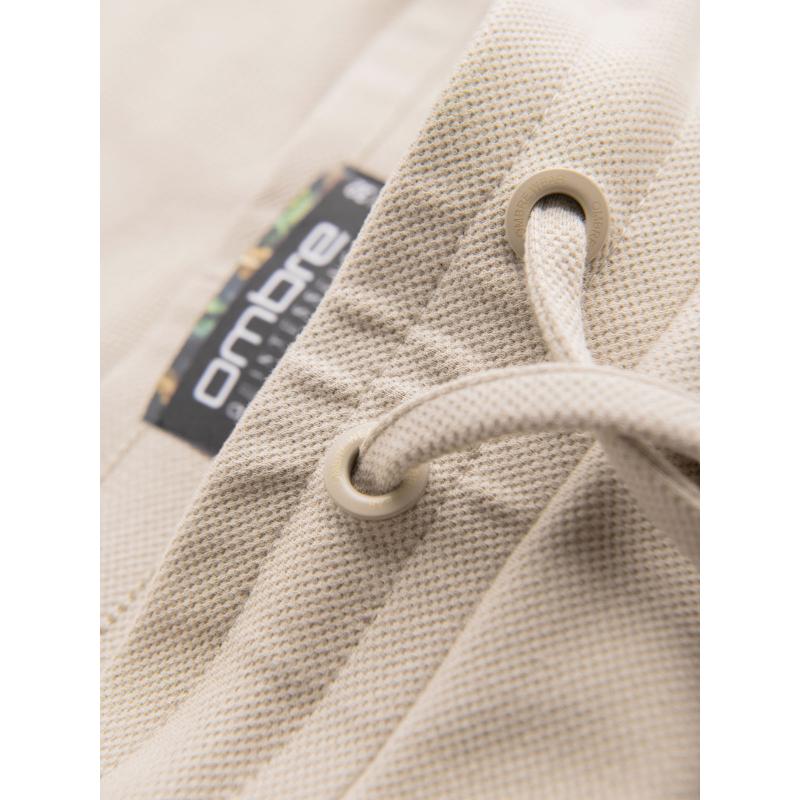 Pánské pletené šortky s ohrnutými nohavicemi - pískové V3 OM-SRCS-0170