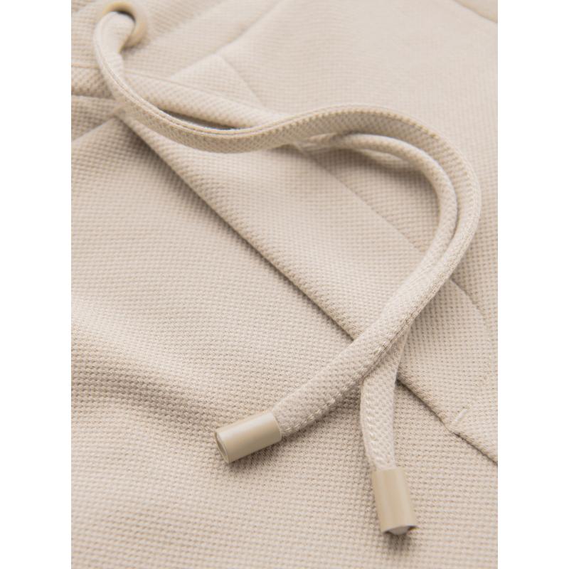 Pánské pletené šortky s ohrnutými nohavicemi - pískové V3 OM-SRCS-0170