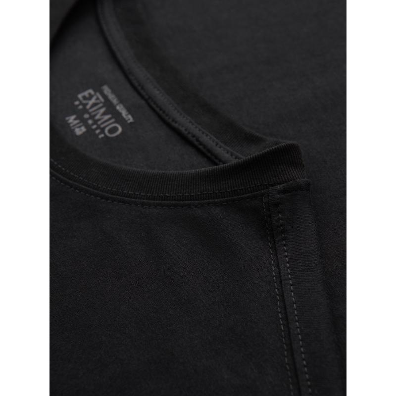 Pánske bavlnené tričko z džerseju s veľkým nápisom na boku - čierne V1 OM-TSPT-0213