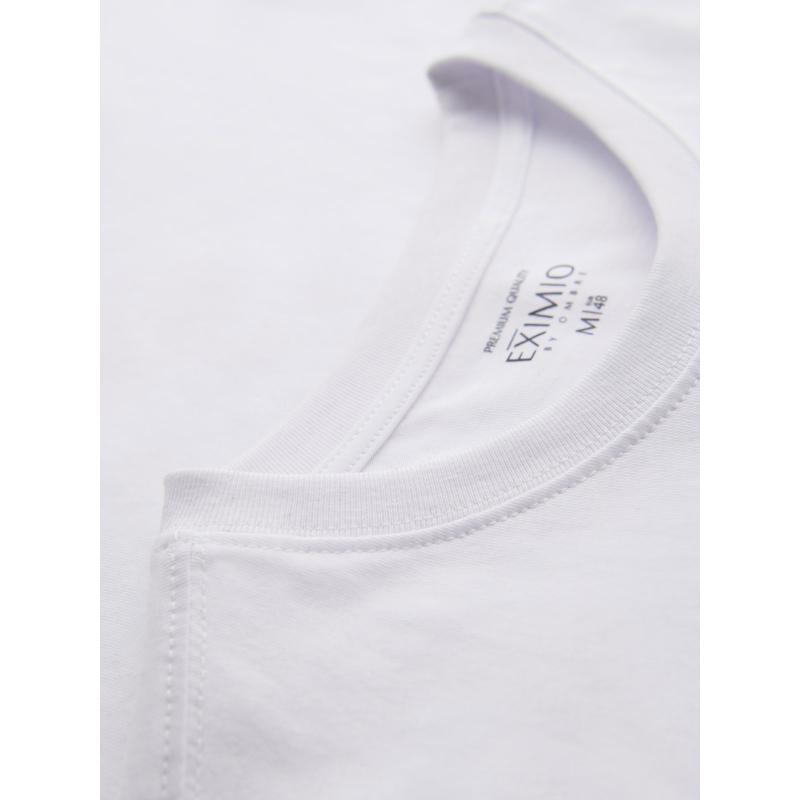 Pánske bavlnené tričko z džerseju s veľkým nápisom na boku - biele V2 OM-TSPT-0213