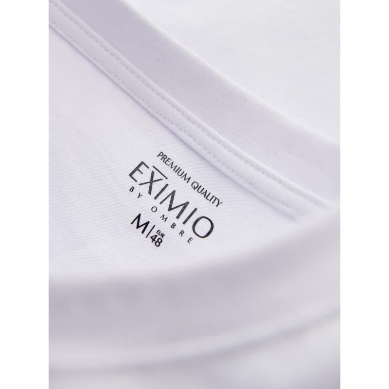 Pánske bavlnené tričko z džerseju s veľkým nápisom na boku - biele V2 OM-TSPT-0213