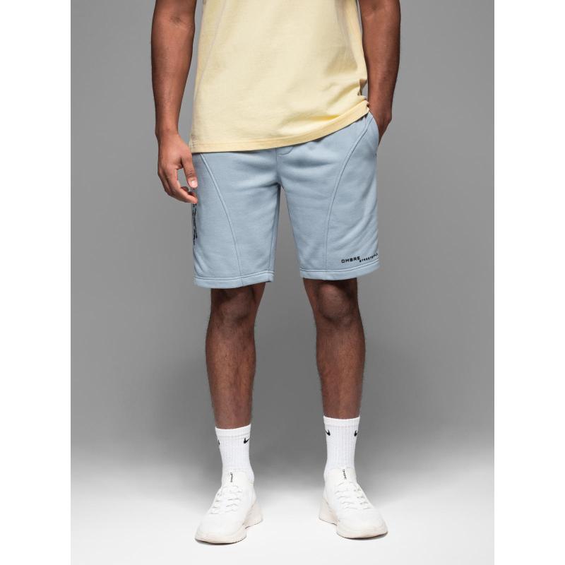 Pánské přiléhavé krátké potištěné kraťasy - světle modré V1 OM-SRSK-0138