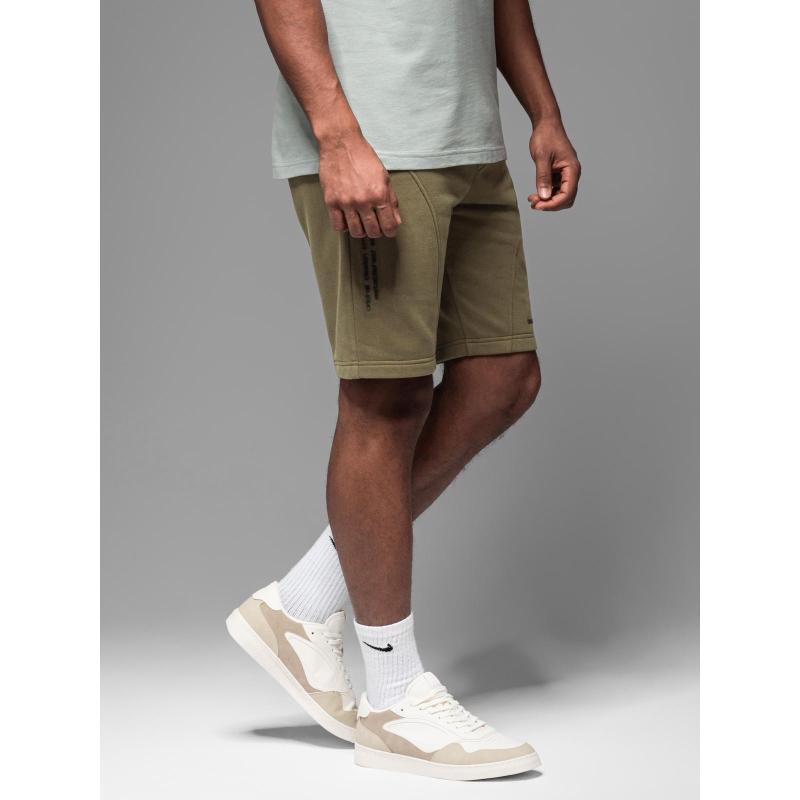 Pánské přiléhavé krátké potištěné kraťasy - olivová V4 OM-SRSK-0138