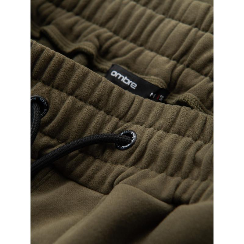 Pánské přiléhavé krátké potištěné kraťasy - olivová V4 OM-SRSK-0138