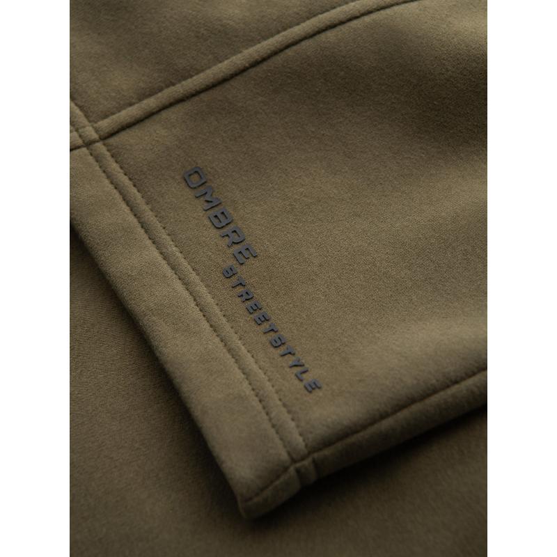 Pánské přiléhavé krátké potištěné kraťasy - olivová V4 OM-SRSK-0138