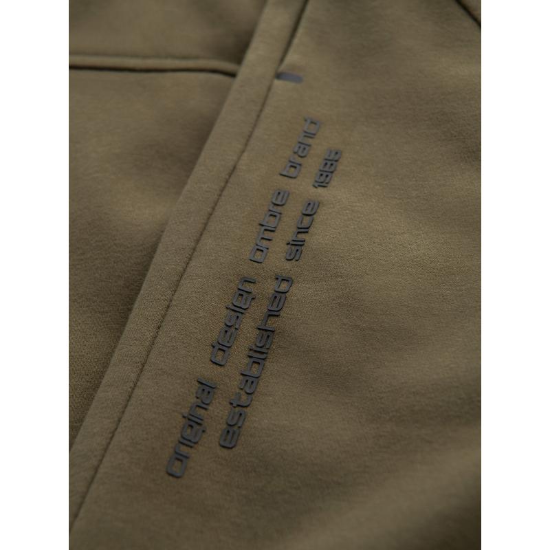 Pánské přiléhavé krátké potištěné kraťasy - olivová V4 OM-SRSK-0138