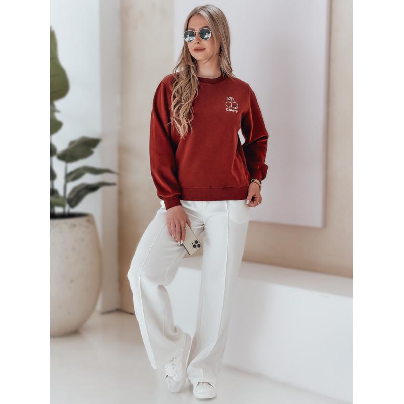 Női oversize pulóver CHERSOFT hímzéssel tégla
