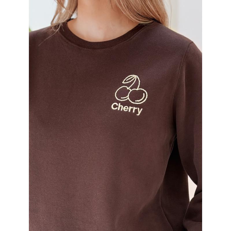 Női oversize pulóver CHERSOFT hímzéssel barna