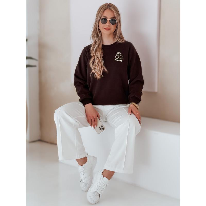 Női oversize pulóver CHERSOFT hímzéssel barna