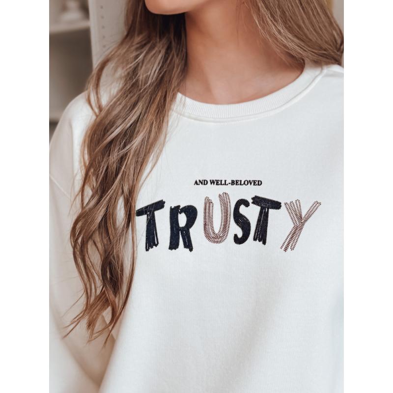 Női oversize pulóver SOFTRUS hímzéssel, ecru