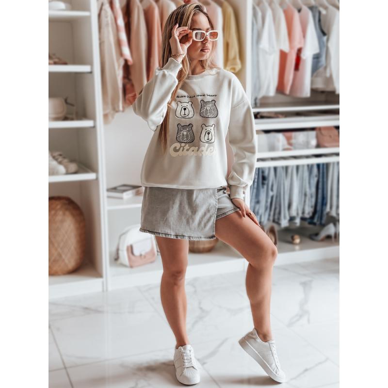 Női oversize pulóver MISOBEARS medvékkel, szürke