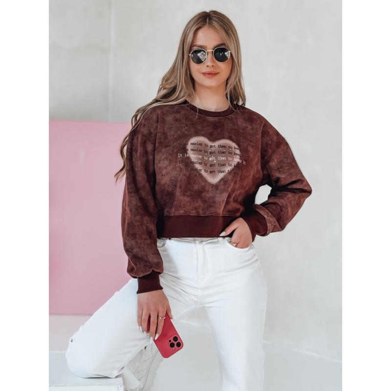 Dámská oversize mikina tie-dye se srdcem DESSER vínová