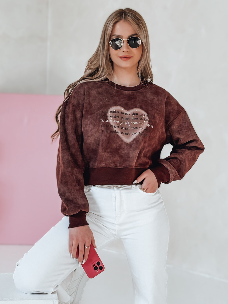 Dámska oversize mikina tie-dye so srdcom DESSER vínová