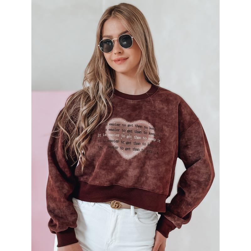 Női oversize pulóver tie-dye szívvel DESSER bordó