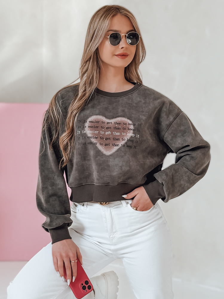 Női oversize pulóver tie-dye szívvel DESSER grafit