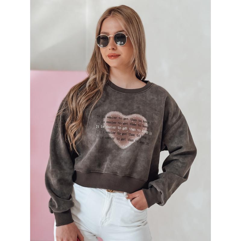 Dámská oversize mikina tie-dye se srdcem DESSER grafitová