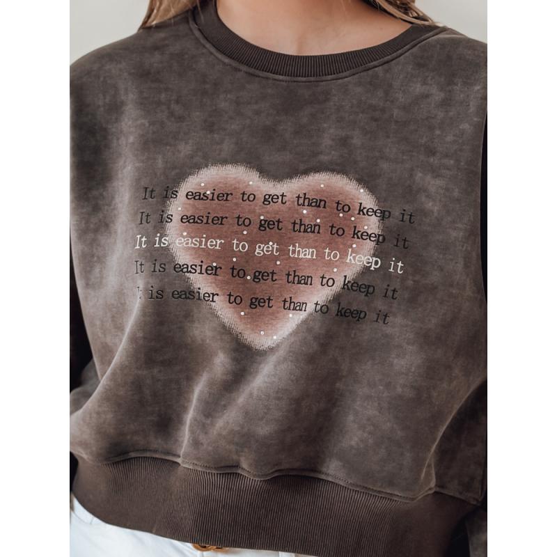 Dámská oversize mikina tie-dye se srdcem DESSER grafitová