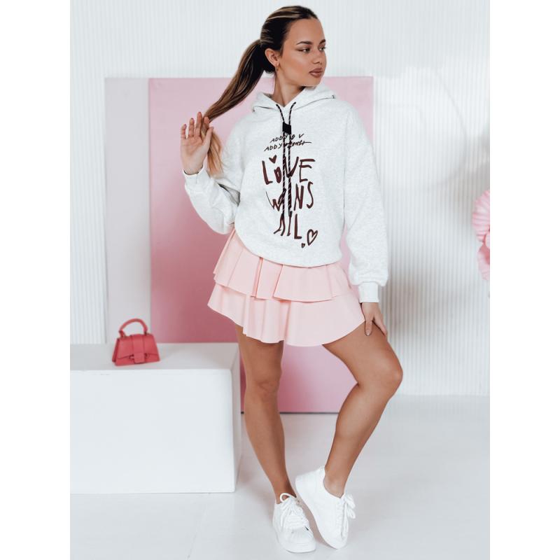 Női oversize pulóver kapucnival LOVEWILL szürke