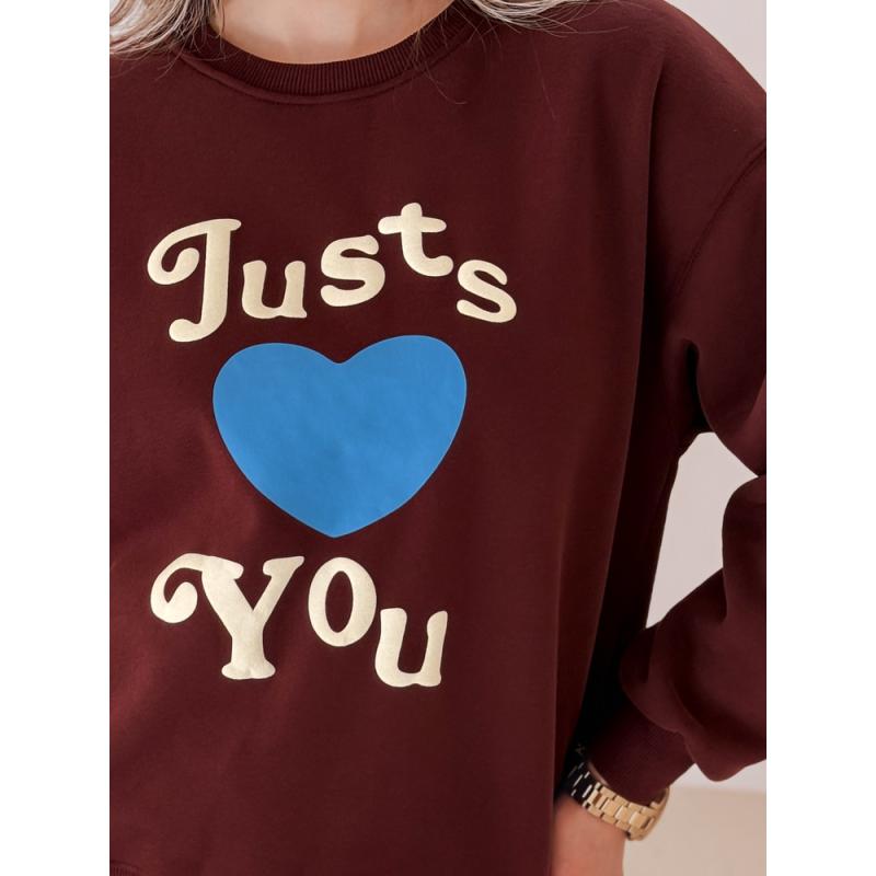 Női oversize pulóver FEELME nyomtatással bordó