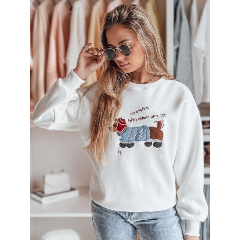 Dámská oversize mikina s výšivkou DOGSWEETY bílá