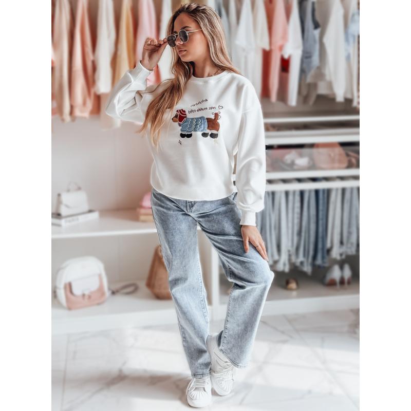 Női oversize pulóver DOGSWEETY fehér