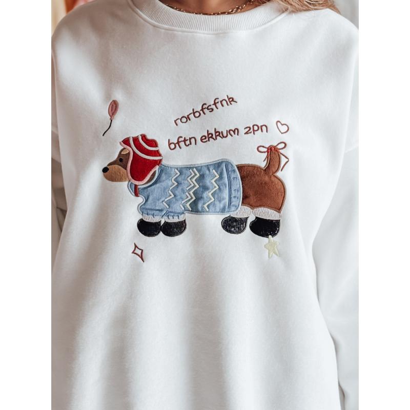 Női oversize pulóver DOGSWEETY fehér