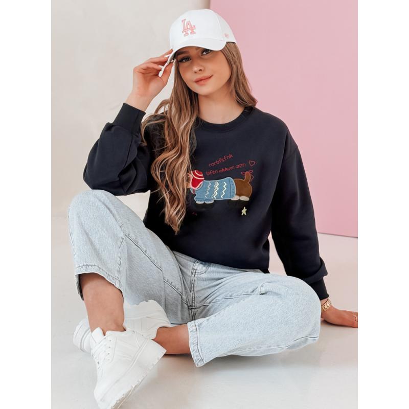 Női oversize pulóver DOGSWEETY sötétkék