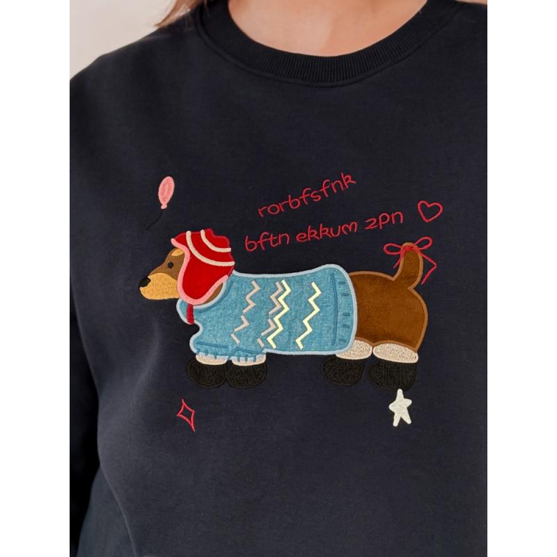 Női oversize pulóver DOGSWEETY sötétkék