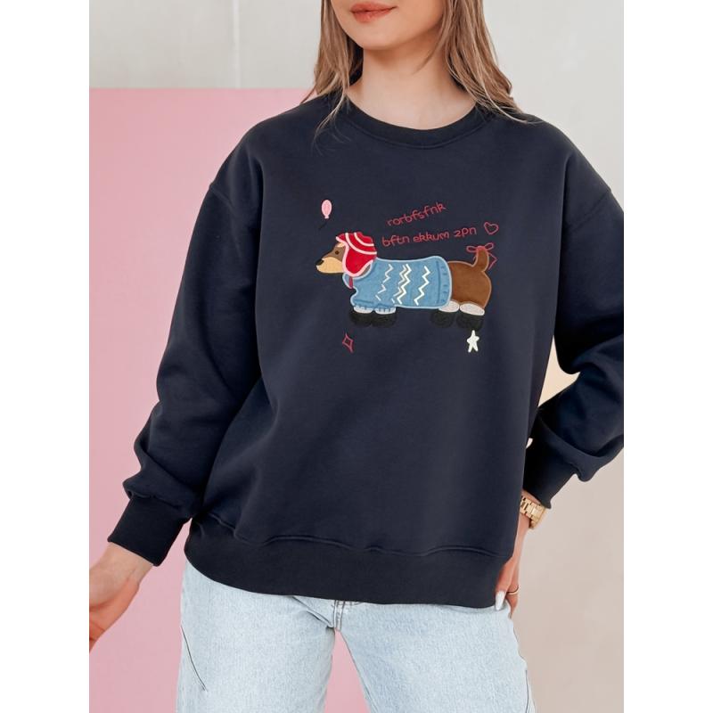 Női oversize pulóver DOGSWEETY sötétkék