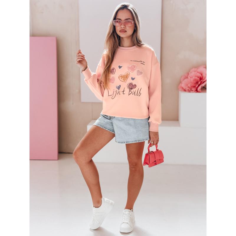 Női oversize pulóver PINKNOTE rózsaszín