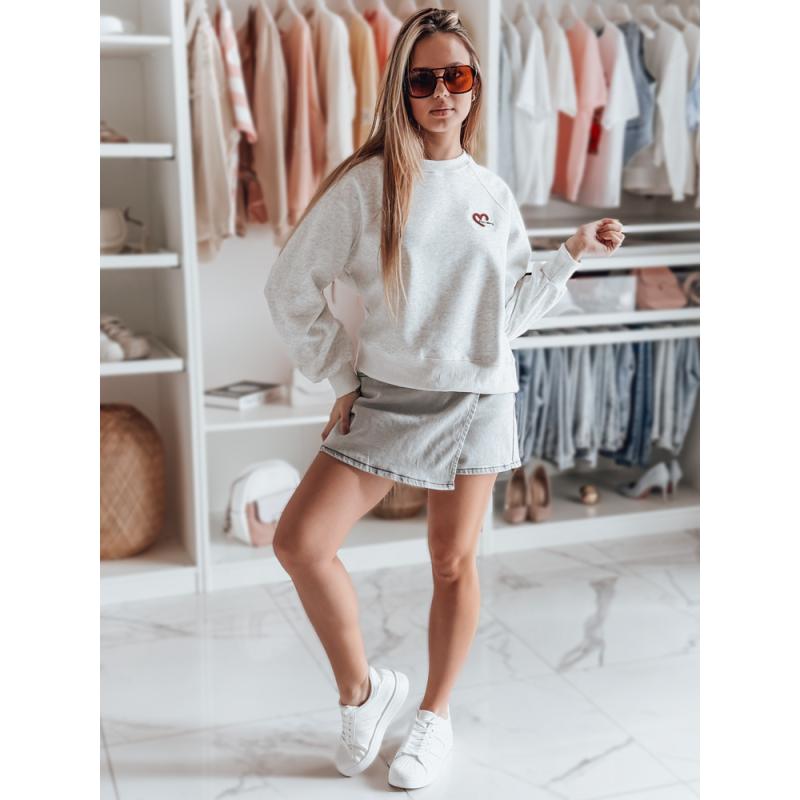 Dámská oversize mikina s výšivkou srdíček MONLOVE šedá